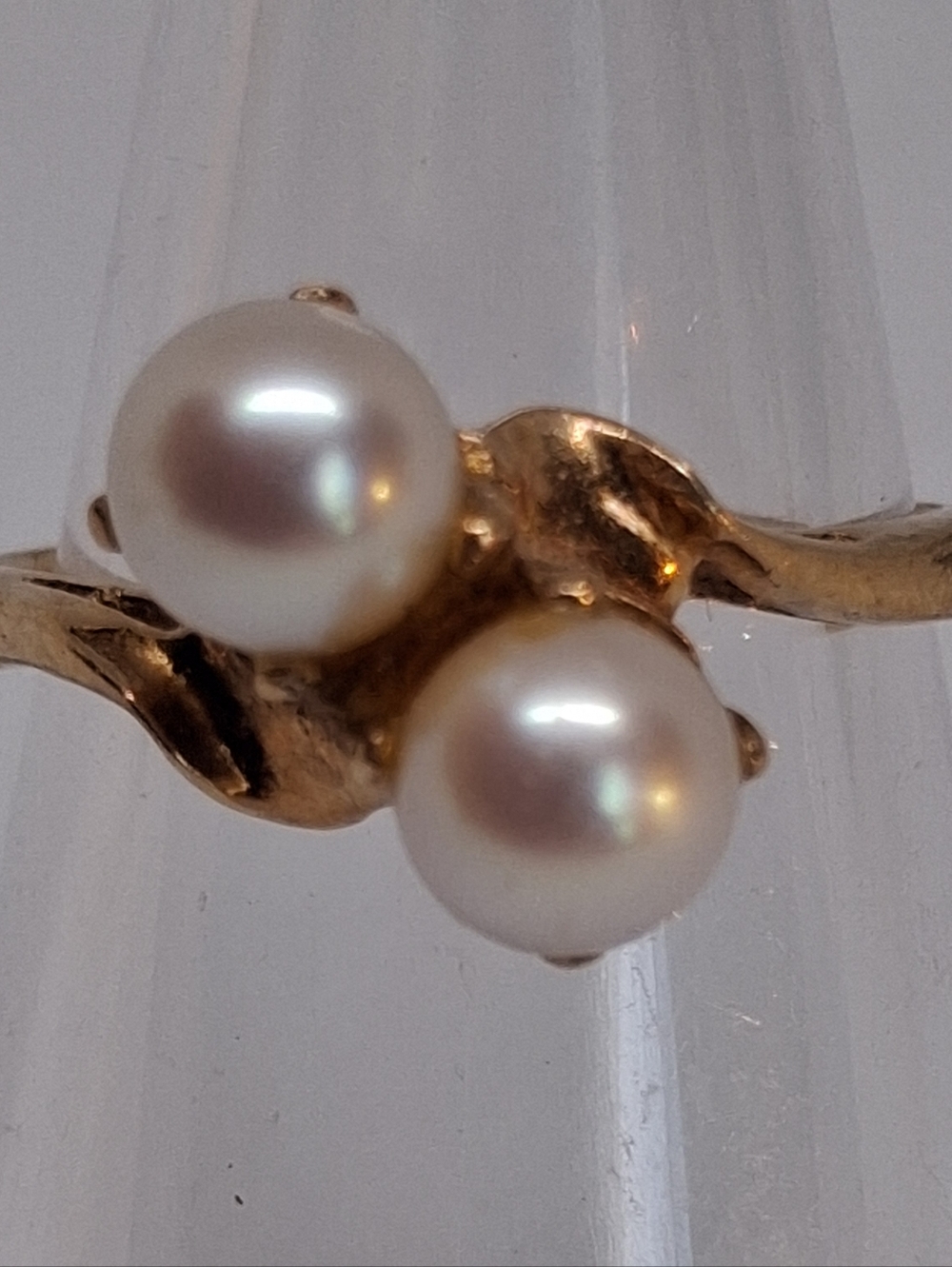 Gold Pearl Double-Accent Women's Ring